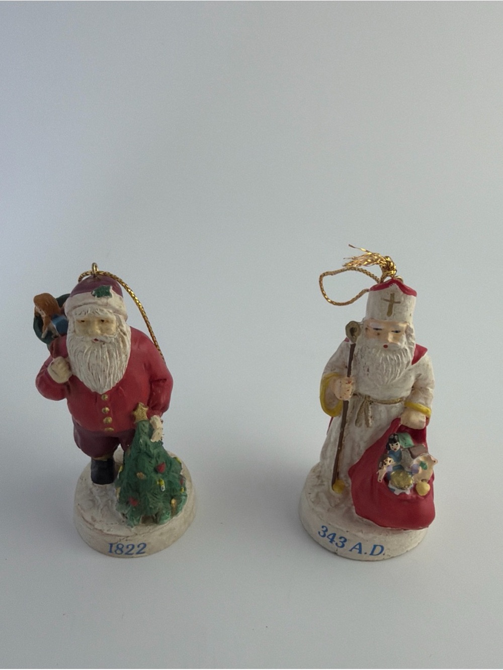 Santa Through the ages Ornaments Legend of St. Nicholas 343 AD & 1822